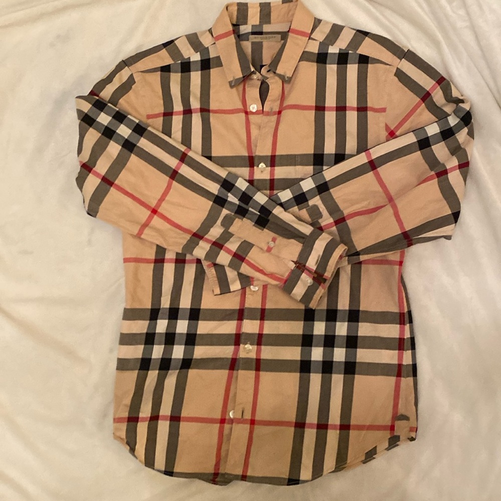 Traditional Burberry check button up shirt size small